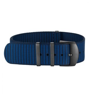 Dunkelblaues, einteiliges Outerknown-Armband aus ECONYL® (mit Halterungen aus DLC-beschichtetem Edelstahl) - 22 mm