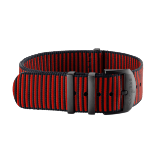 Rotes, einteiliges Outerknown-Armband aus ECONYL® (mit Halterungen aus DLC-beschichtetem Edelstahl) - 22 mm
