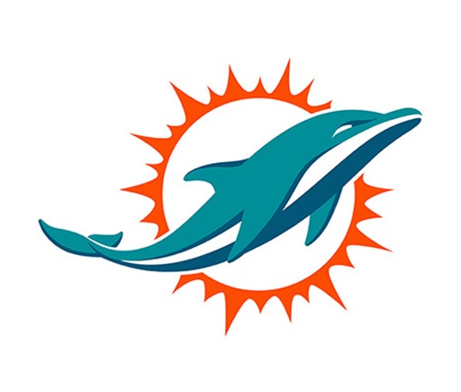 The logo of the NFL team Miami Dolphins, a dolphin inside a red sun.