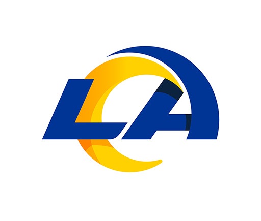 The logo of the NFL team Los Angeles Rams, the letters L and A in the colors blue and yellow.