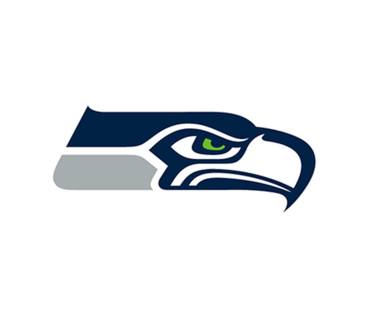 The logo of the NFL team Seattle Seahawks, a bird in the colours blue and grey.