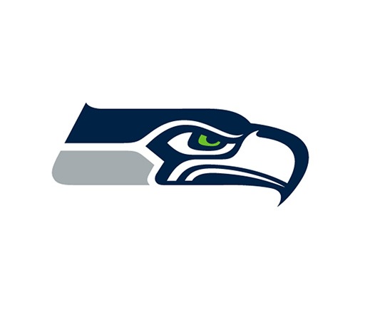 The logo of the NFL team Seattle Seahawks, a bird in the colours blue and grey.