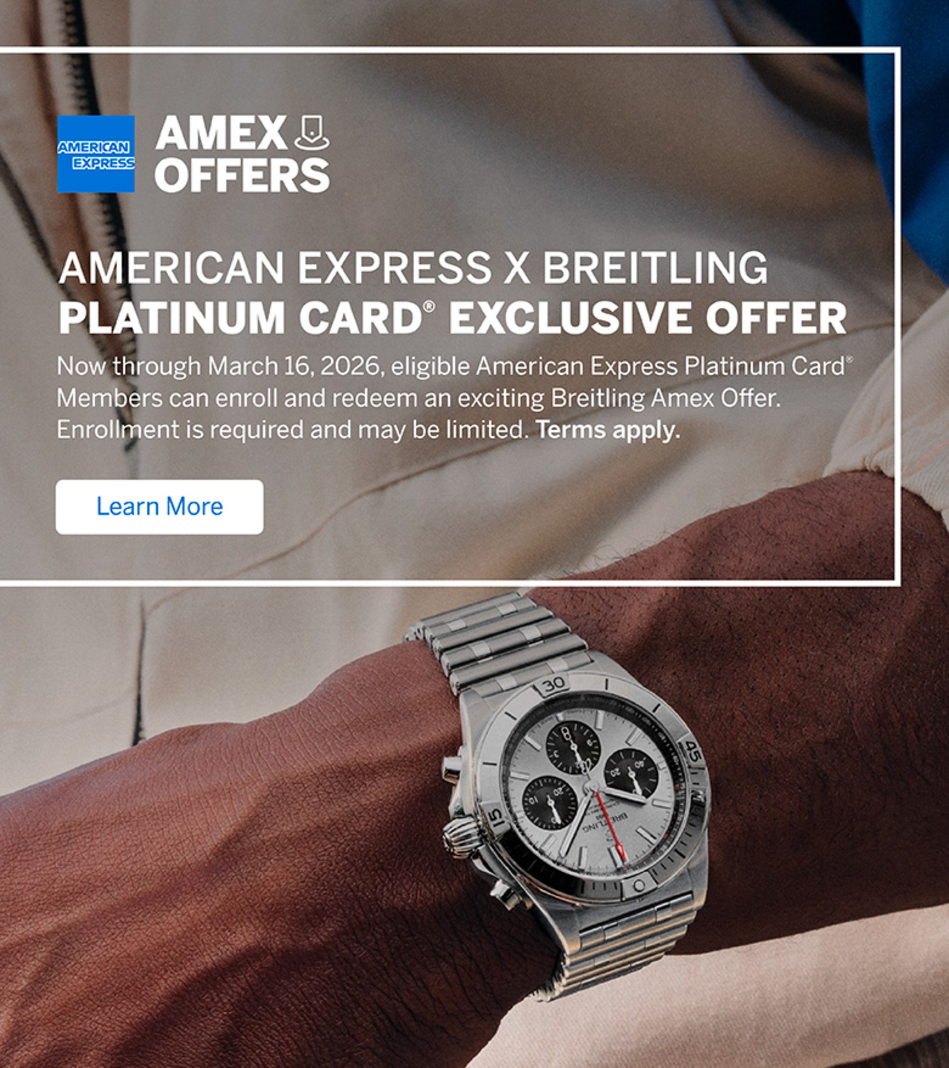 American Express x Breitling Exclusive Platinum Card® Offer (replace NOW THROUGH MARCH 16, 2026)