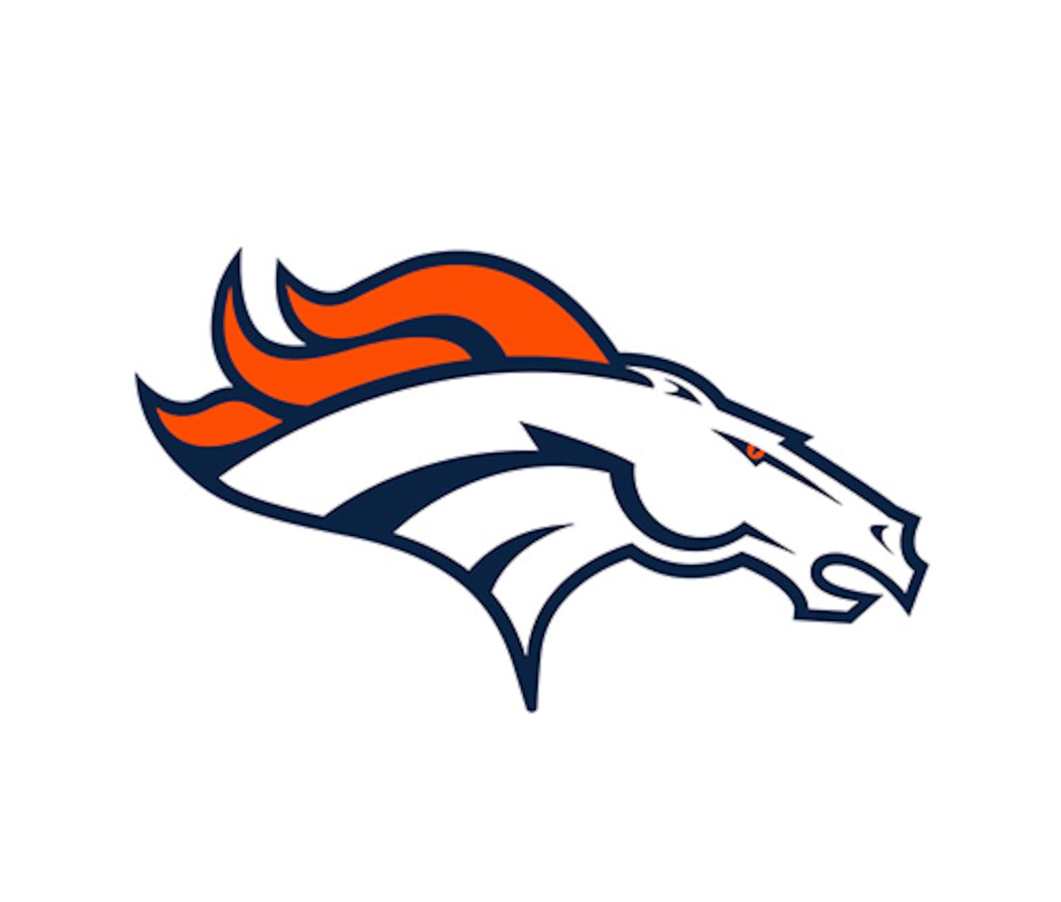The logo of the NFL team Denver Broncos, a blue and orange horse.