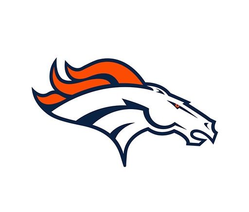 The logo of the NFL team Denver Broncos, a blue and orange horse.