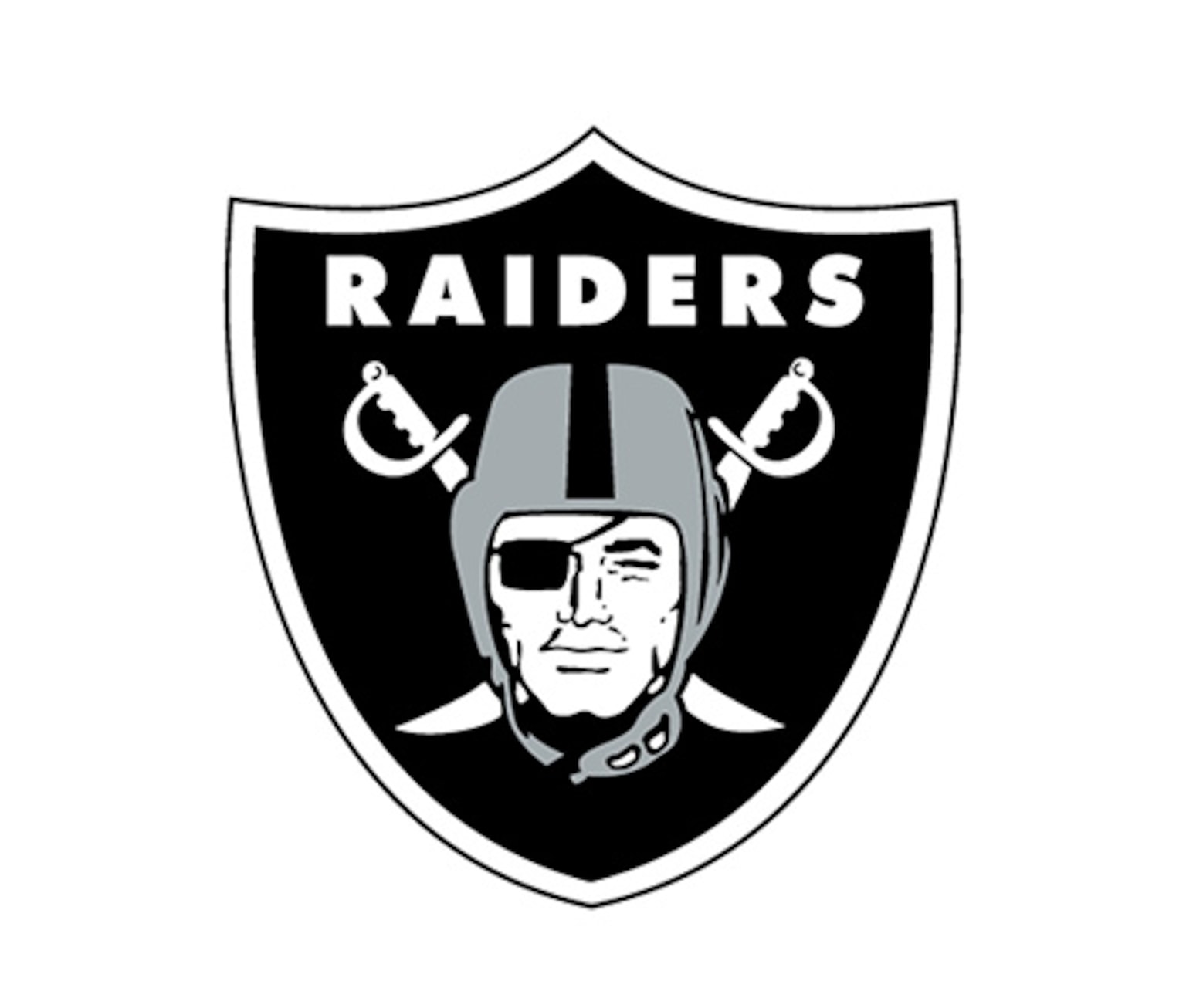 The logo of the NFL team Las Vegas Raiders, a pirat wearing a football helmet.