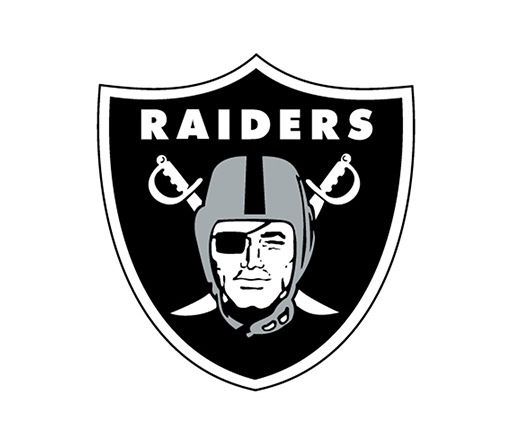 The logo of the NFL team Las Vegas Raiders, a pirat wearing a football helmet.