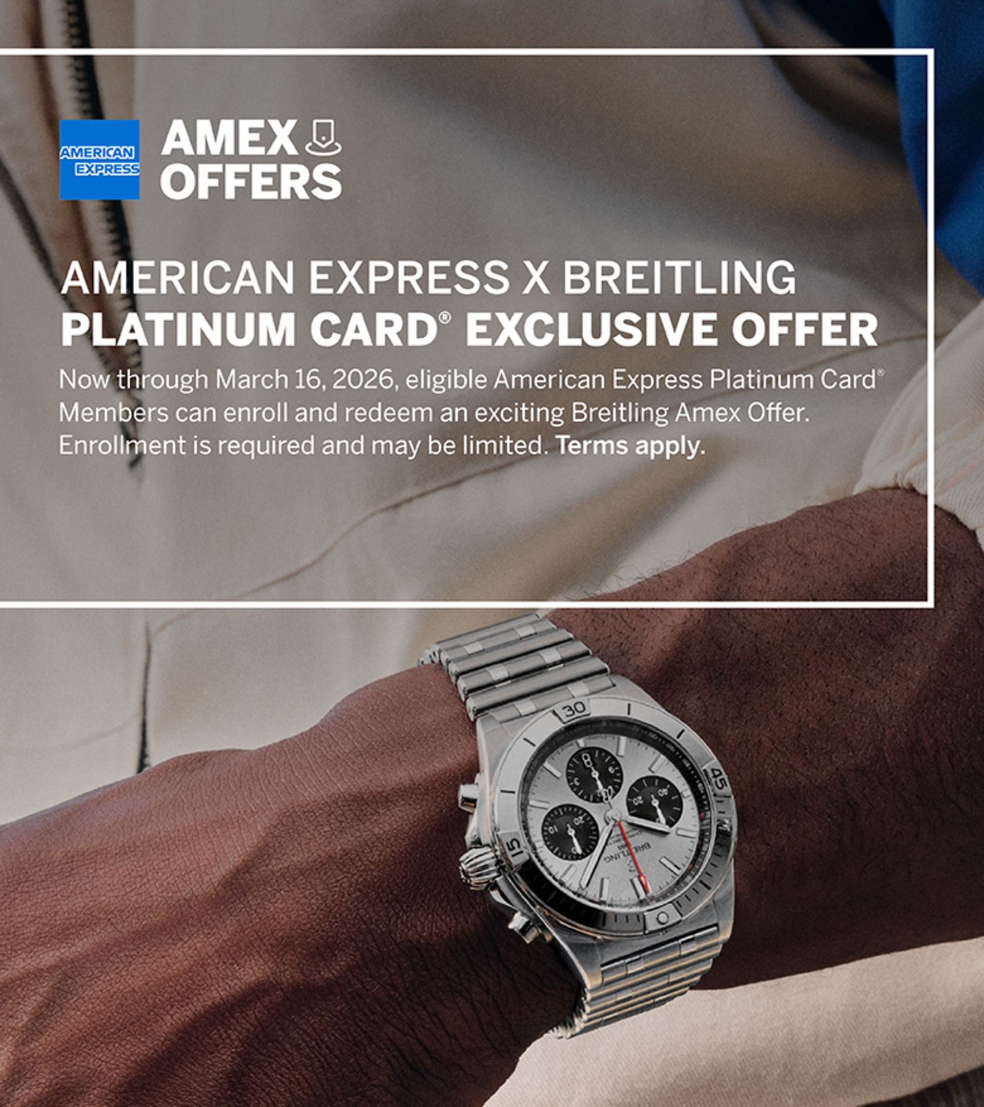 American Express x Breitling Exclusive Platinum Card® Offer (replace NOW THROUGH MARCH 16, 2026)