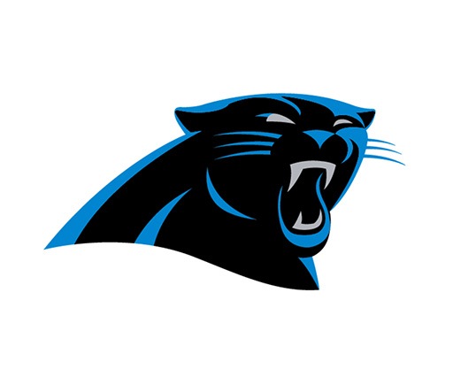 The logo of the NFL team Carolina Panthers, a black and blue panther.