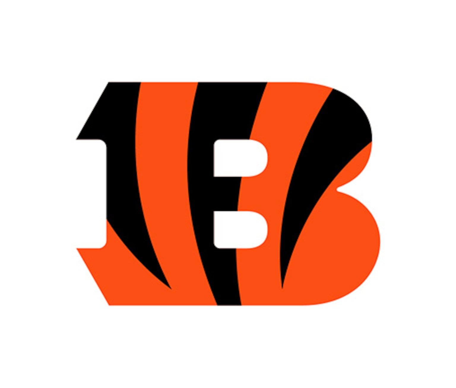The logo of the NFL team Cincinnati Bengals, a black and red striped B.