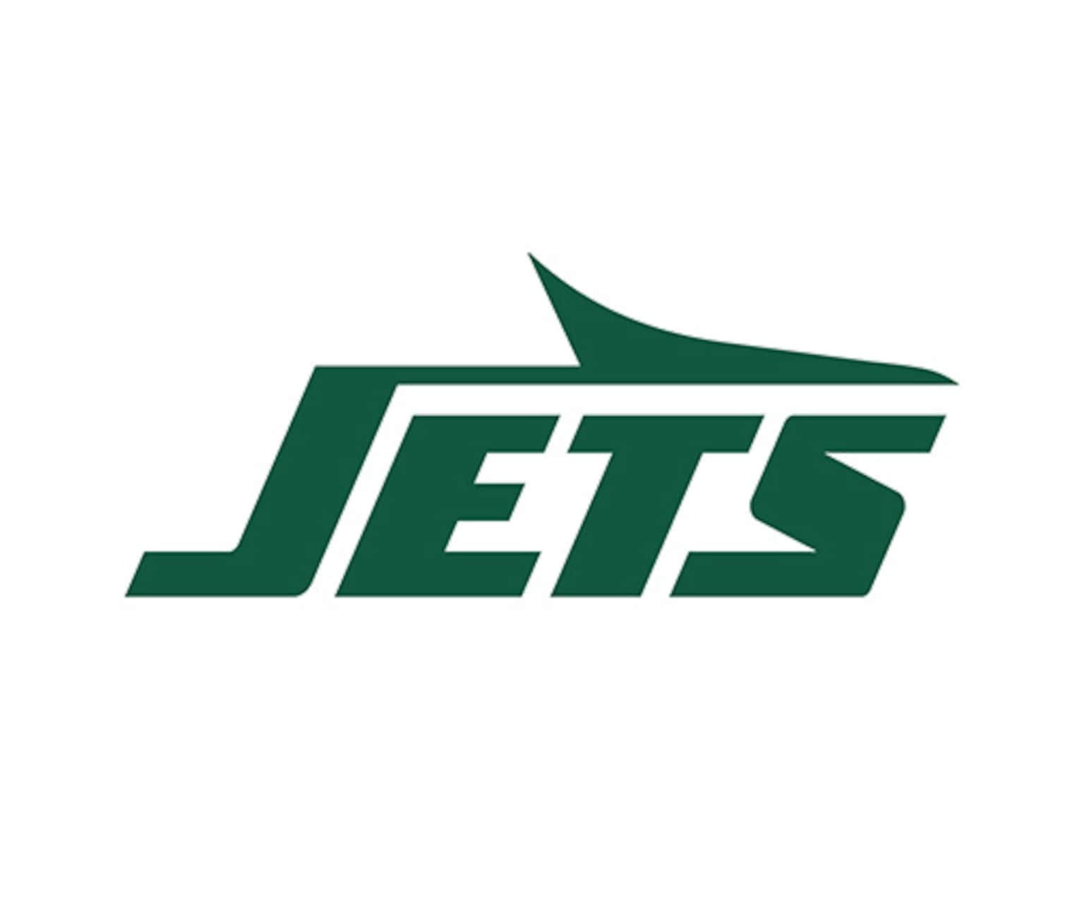 The logo of the NFL team New York Jets, the word jets in big green letters.