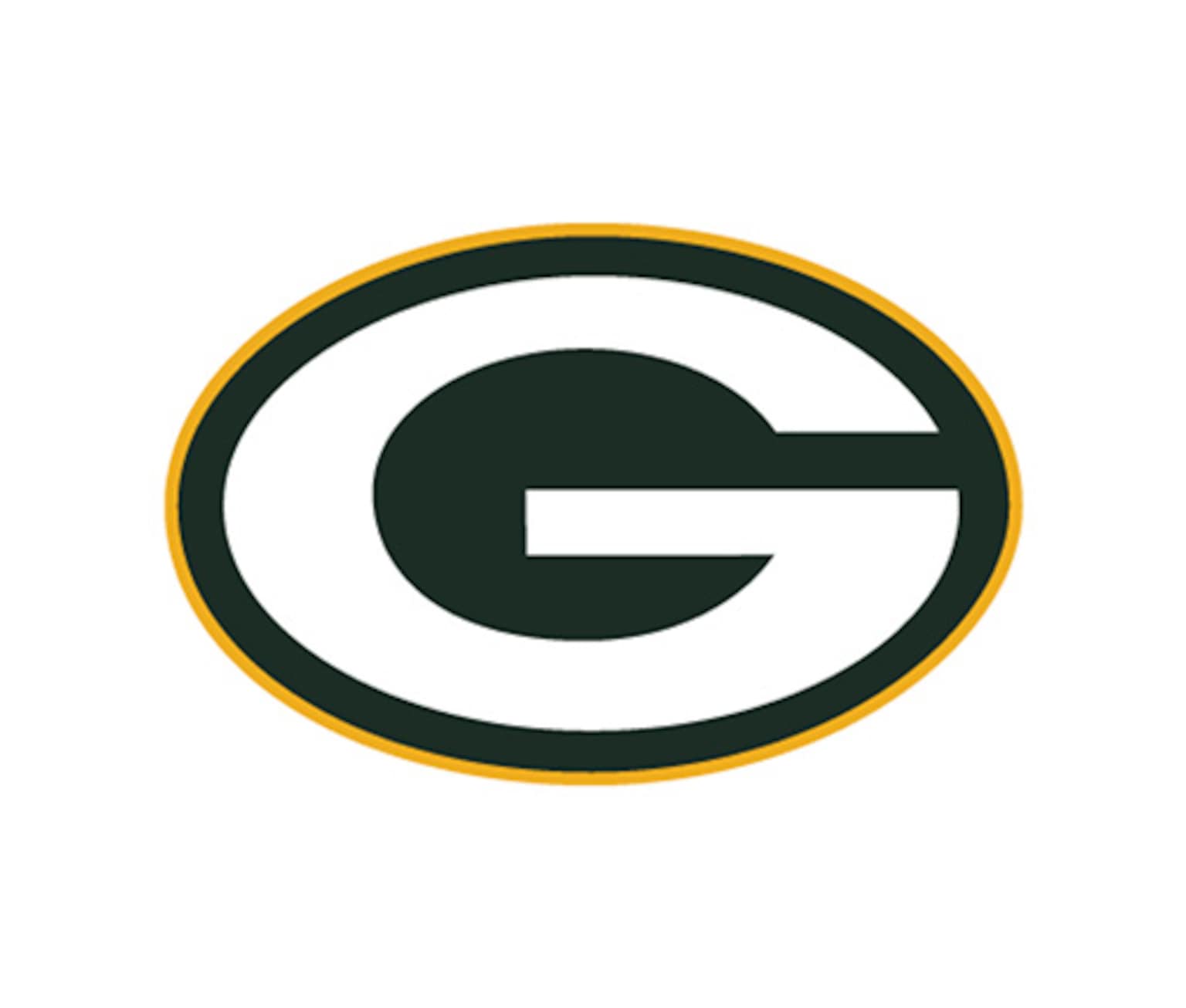 The logo of the NFL team Green Bay Packers, a big G in the colours black, white and yellow.