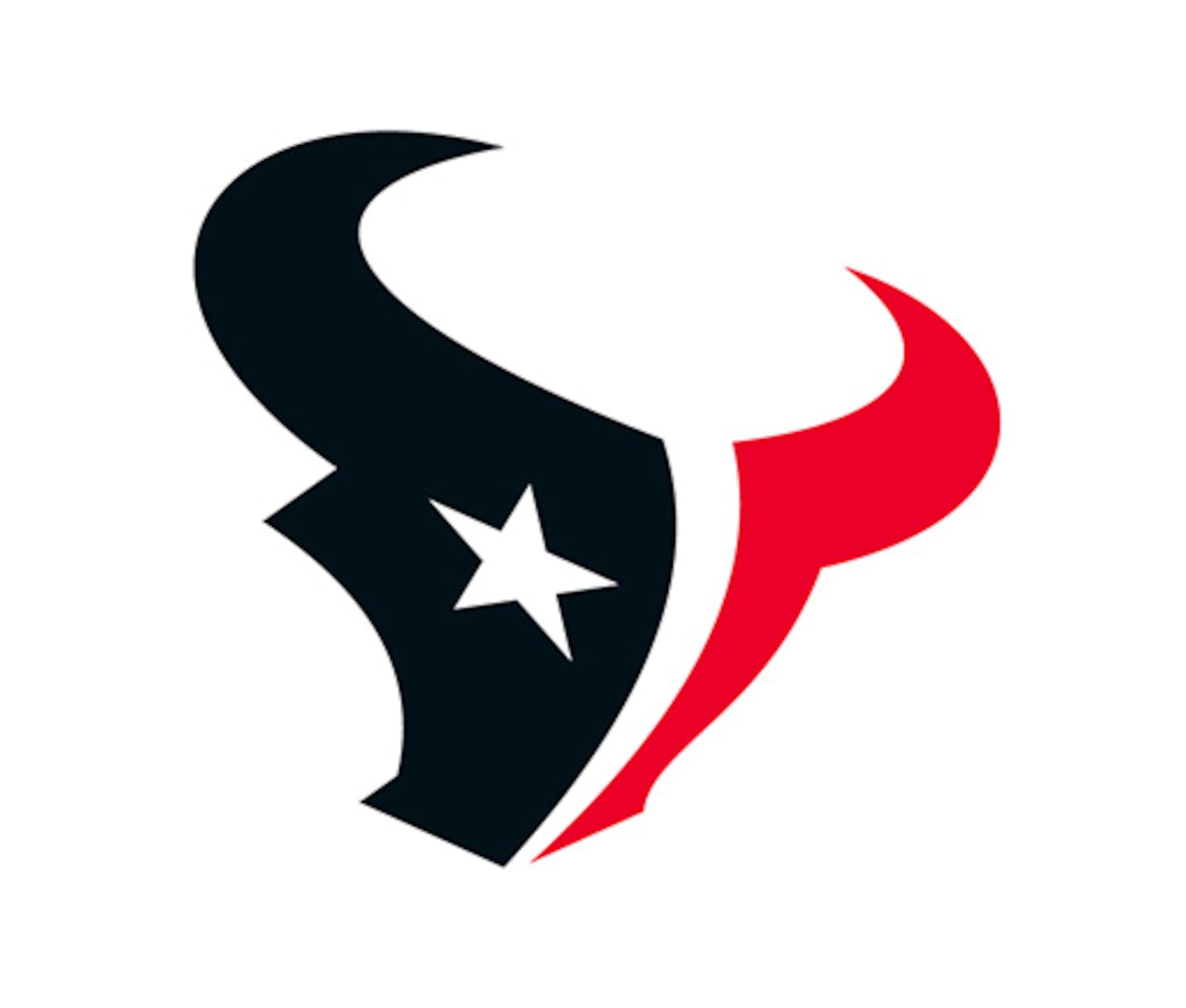 The logo of the NFL team Houston Texans, a bullhead in the colours blue, white and red.