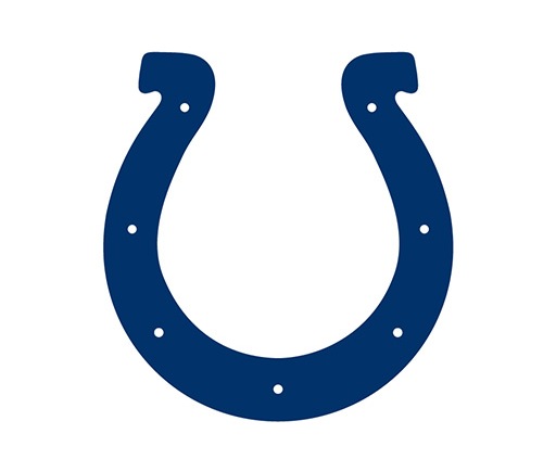 The logo of the NFL team Indianapolis Colts, a blue horseshoe.