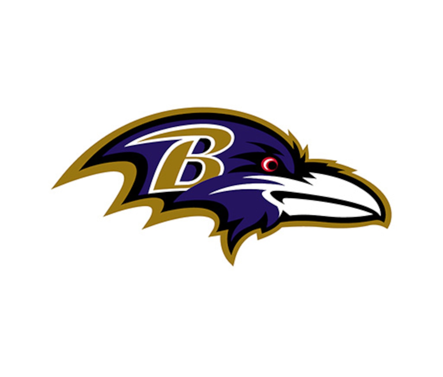 The logo of the NFL team Baltimore Ravens, a purple raven with the letter B.