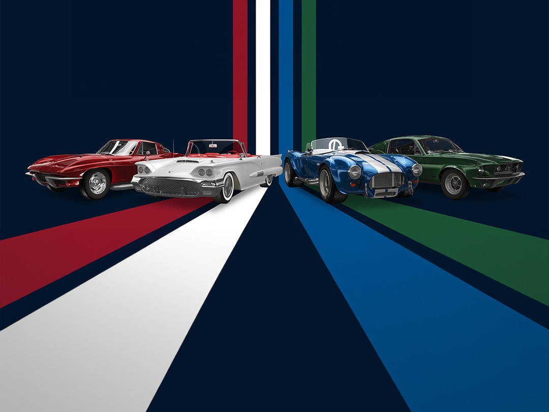 Cuatro coches clásicos representan la colección Top Time Classic Cars de Breitling