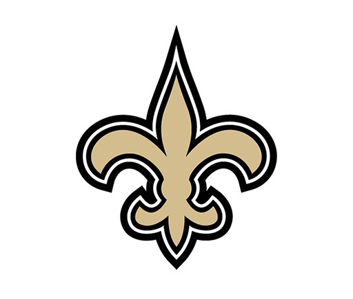 The logo of the NFL team New Orleans Saints, a golden fleur-de-lis.