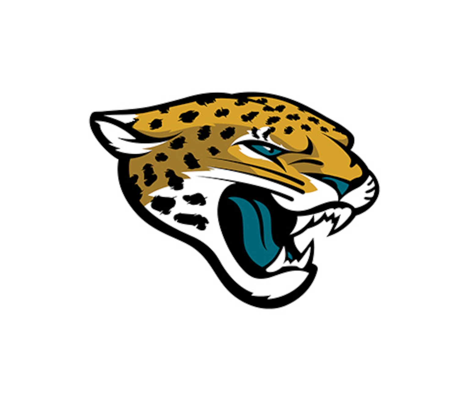 The logo of the NFL team Jacksonville Jaguars, a jaguar with a teal tongue.