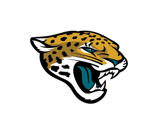 The logo of the NFL team Jacksonville Jaguars, a jaguar with a teal tongue.