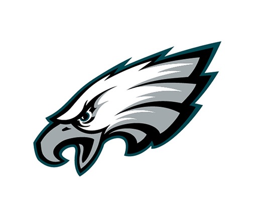 The logo of the NFL team Philadelphia Eagles, an eagle head in the colours blue and white.