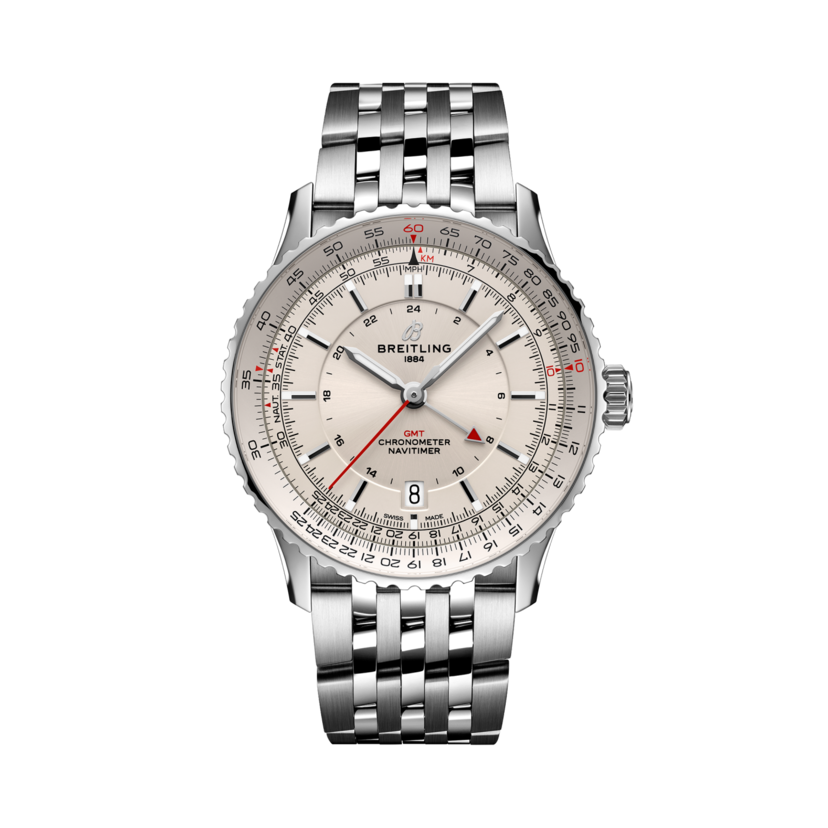 Navitimer Automatic GMT 41, reference A32310211G1A1. Link to product details.