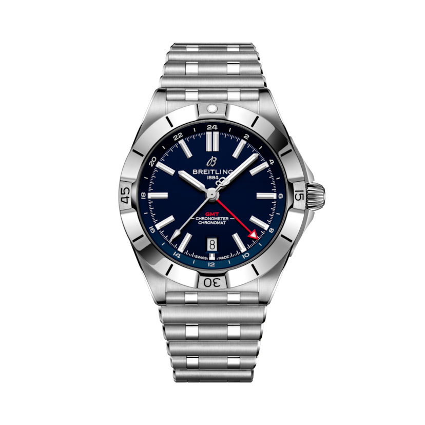 Chronomat Automatic GMT 40 NFL New England Patriots Edition, reference A32398E41C1A1. Link to product details.