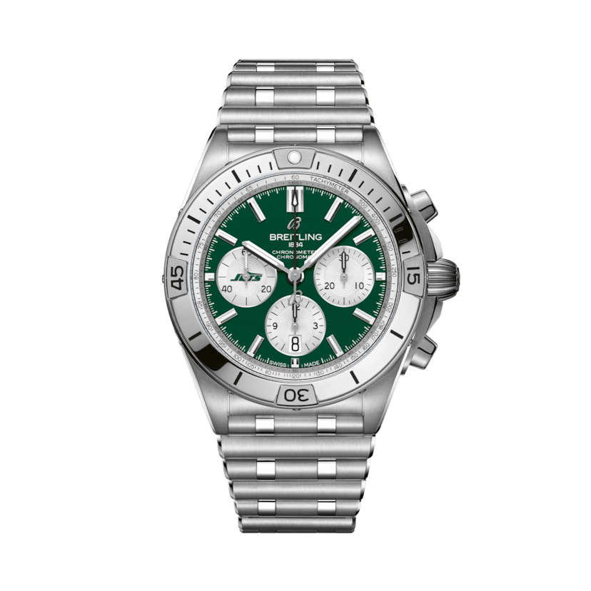 Chronomat B01 42 NFL New York Jets Edition, reference AB01342B1L5A1. Link to product details.