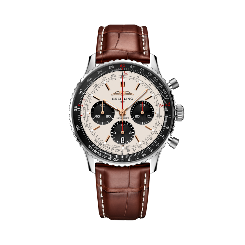Navitimer B01 Chronograph 43, reference AB01381E1G1P1. Link to product details.