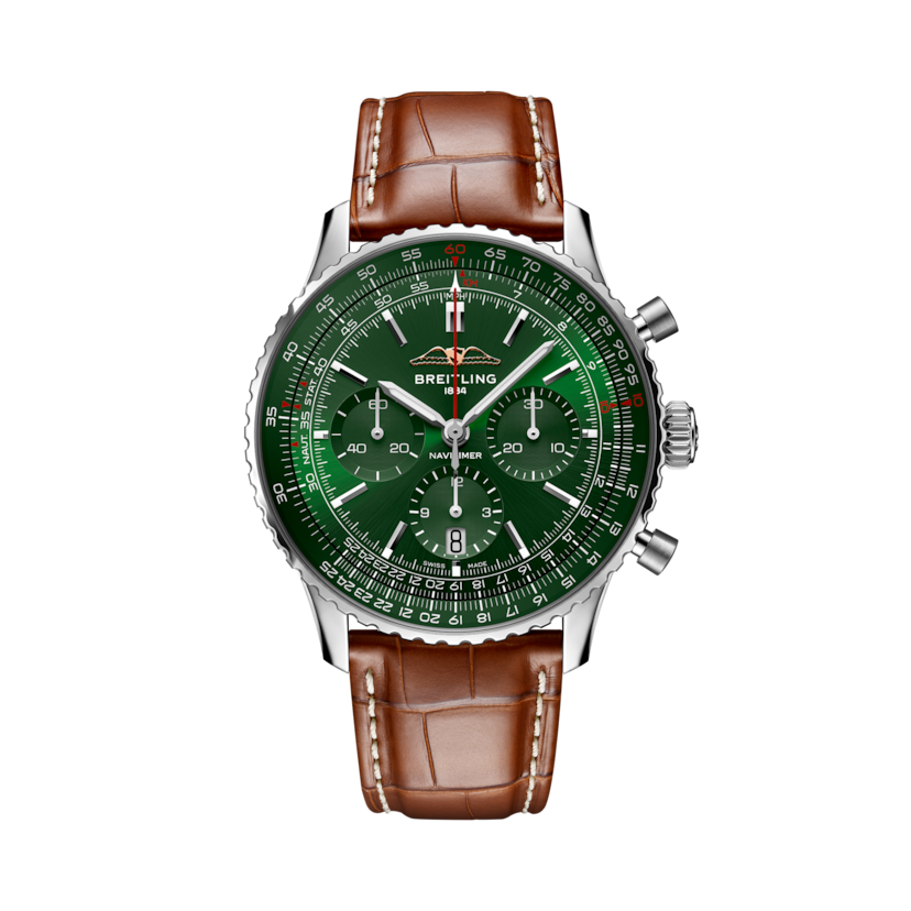 Navitimer B01 Chronograph 43 Etihad Airways Green | V-DIAL-COLOR-5765 dial, AB01382B1L1P1