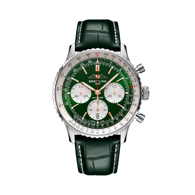 Navitimer B01 Chronograph 43 Green | V-DIAL-COLOR-5765 dial, AB01384C1L1P1