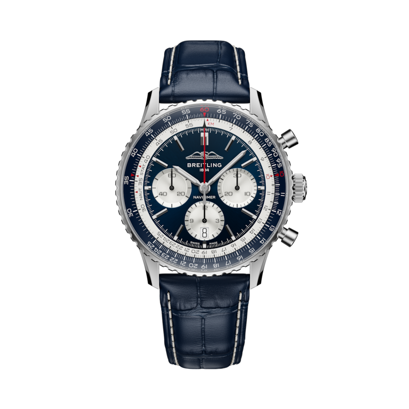 Navitimer B01 Chronograph 43 Tribute to Concorde, reference AB01389C1C1P1. Link to product details.