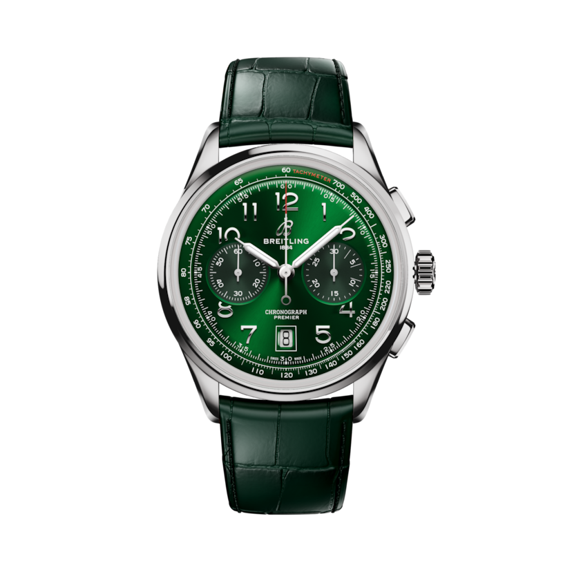 Premier B01 Chronograph 42 Green | V-DIAL-COLOR-5765 dial, AB0145371L1P2