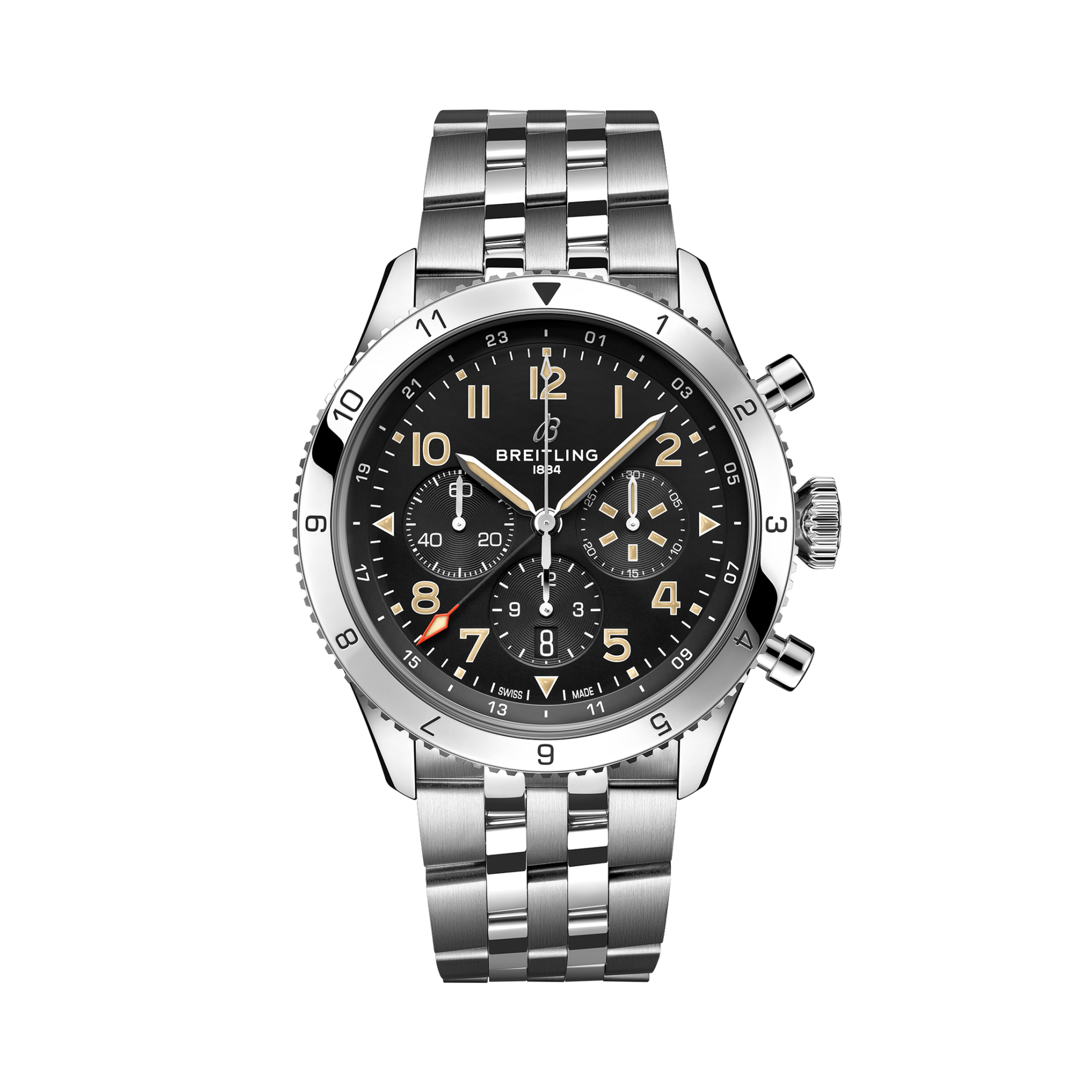 Super AVI B04 Chronograph GMT 46 P-51 Mustang超級飛行員世界時計時腕錶「野馬戰鬥機」特別版 黑色 | V-DIAL-COLOR-5686 dial, AB04453A1B1A1