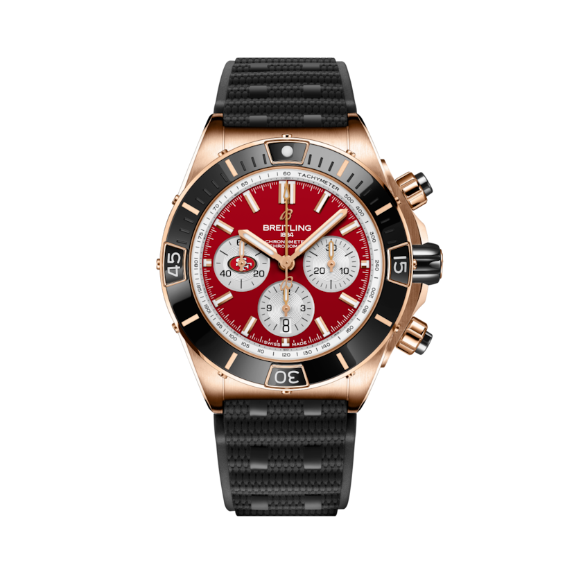 Super Chronomat B01 Chronograph 44 NFL San Francisco 49ers, reference RB01366A1K1S1. Link to product details.