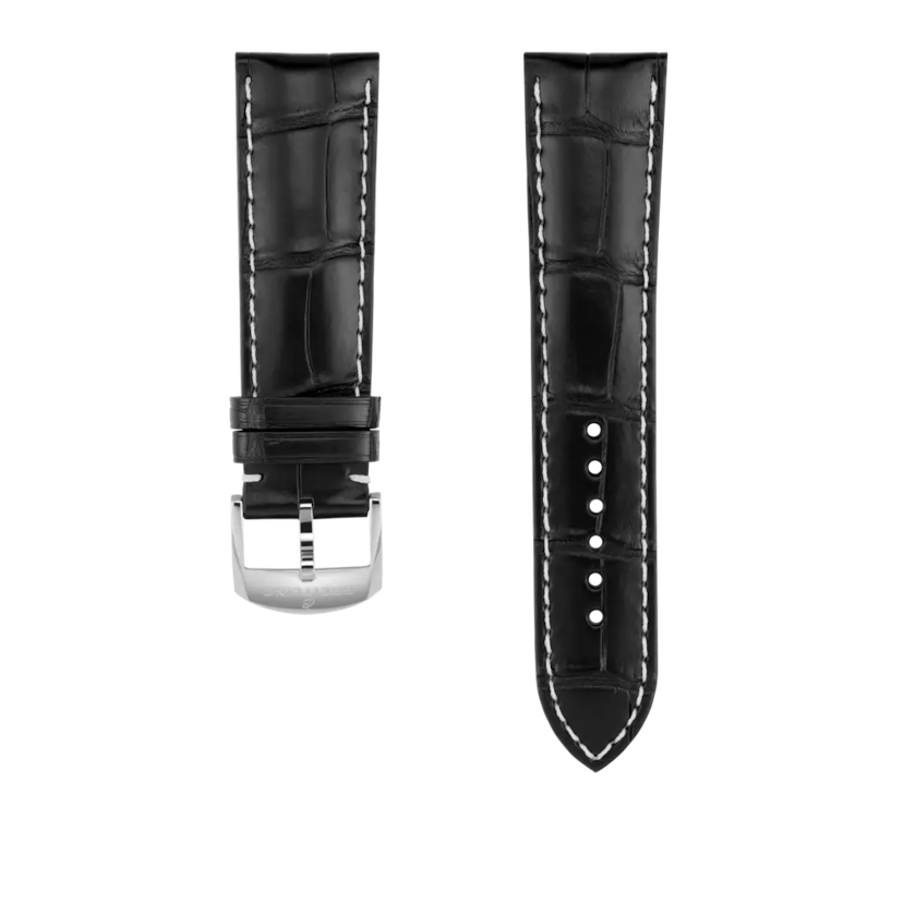 Black alligator leather strap - 1010PS - image 1