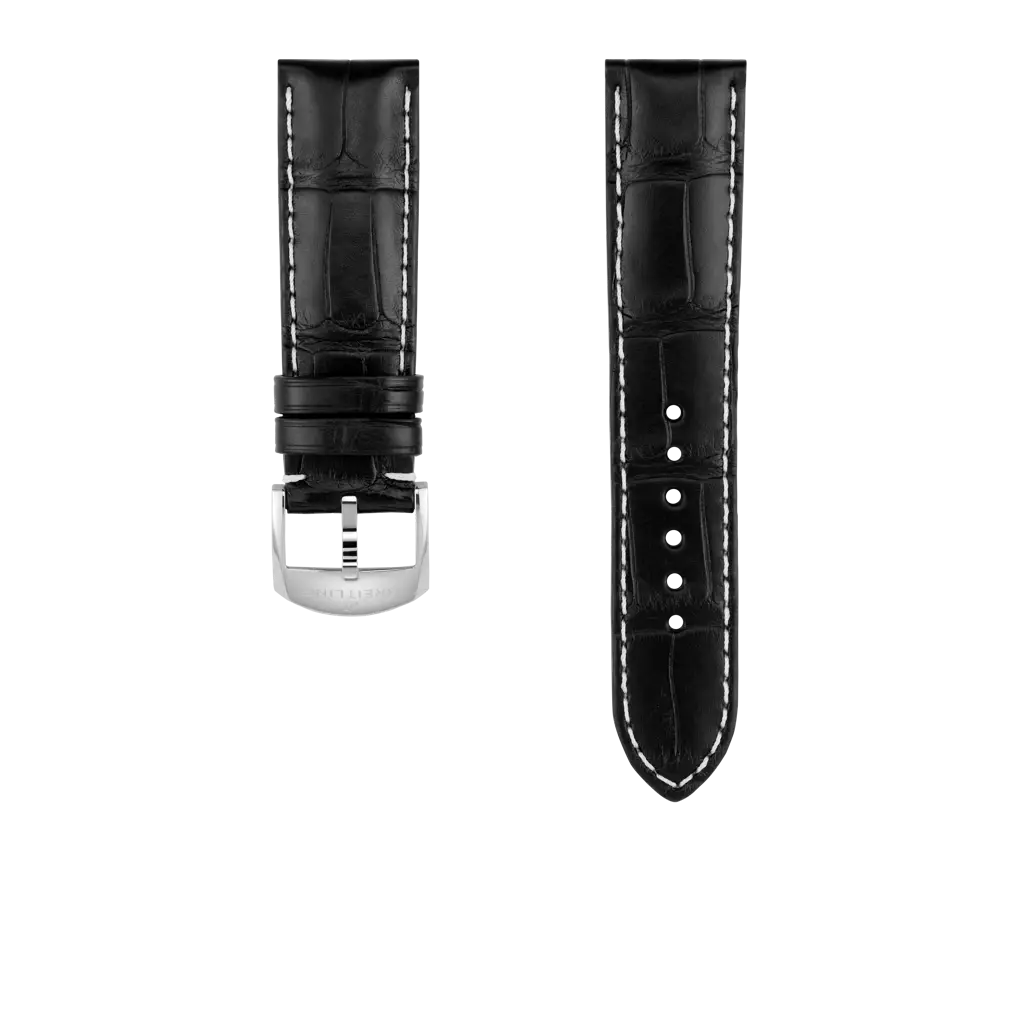 Black alligator leather strap - 1014P - image 1