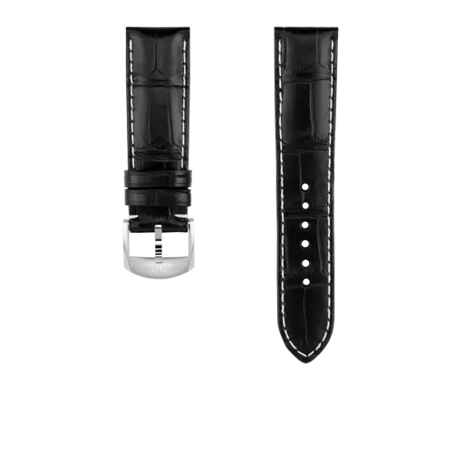 Correa de piel de cocodrilo negra 1014P