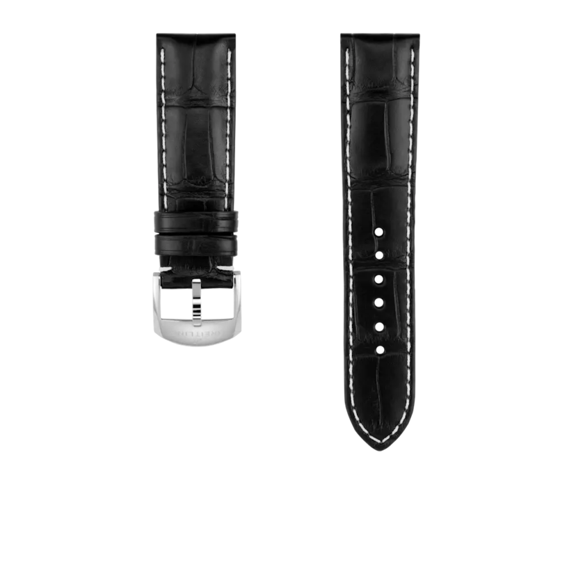 Black alligator leather strap - 1014PL - image 1