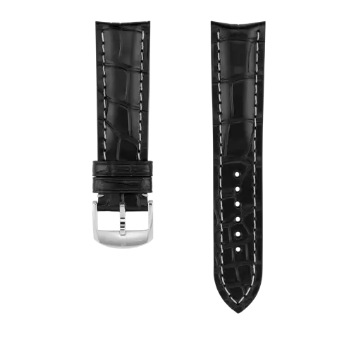 Correa de piel de cocodrilo negra 1018P