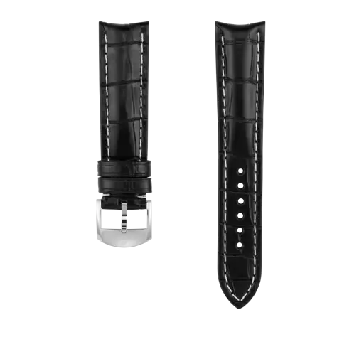 Correa de piel de cocodrilo negra 1020P