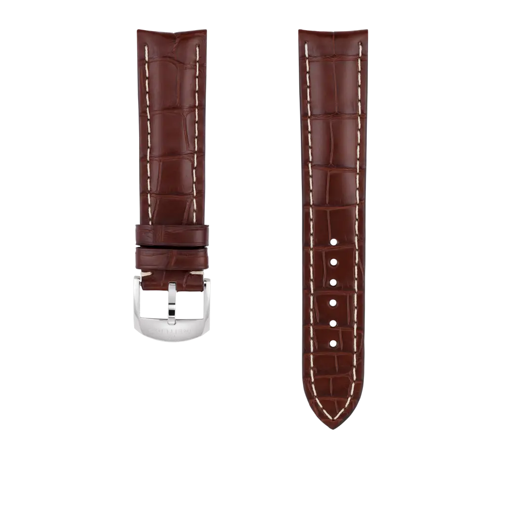 Brown alligator leather strap - 1021P - image 1