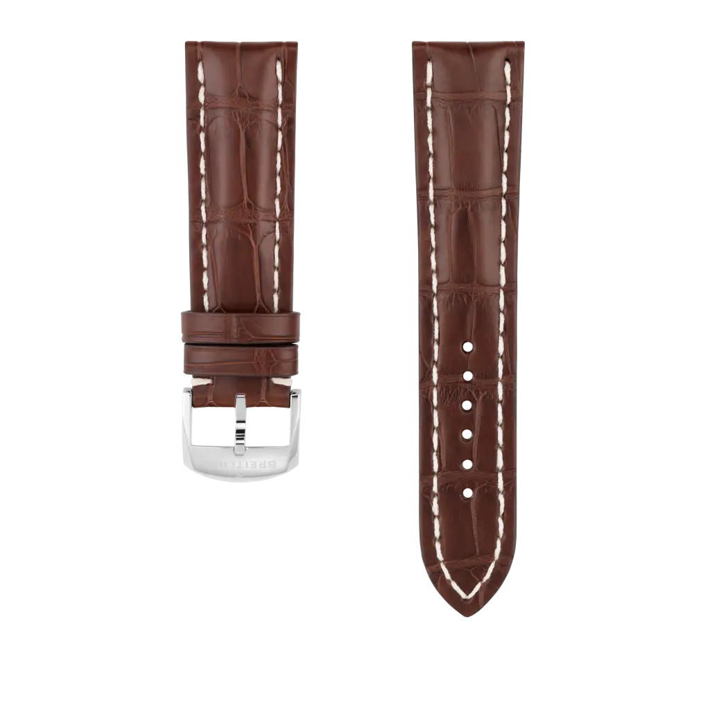 Brown alligator leather strap - 1023P - image 1