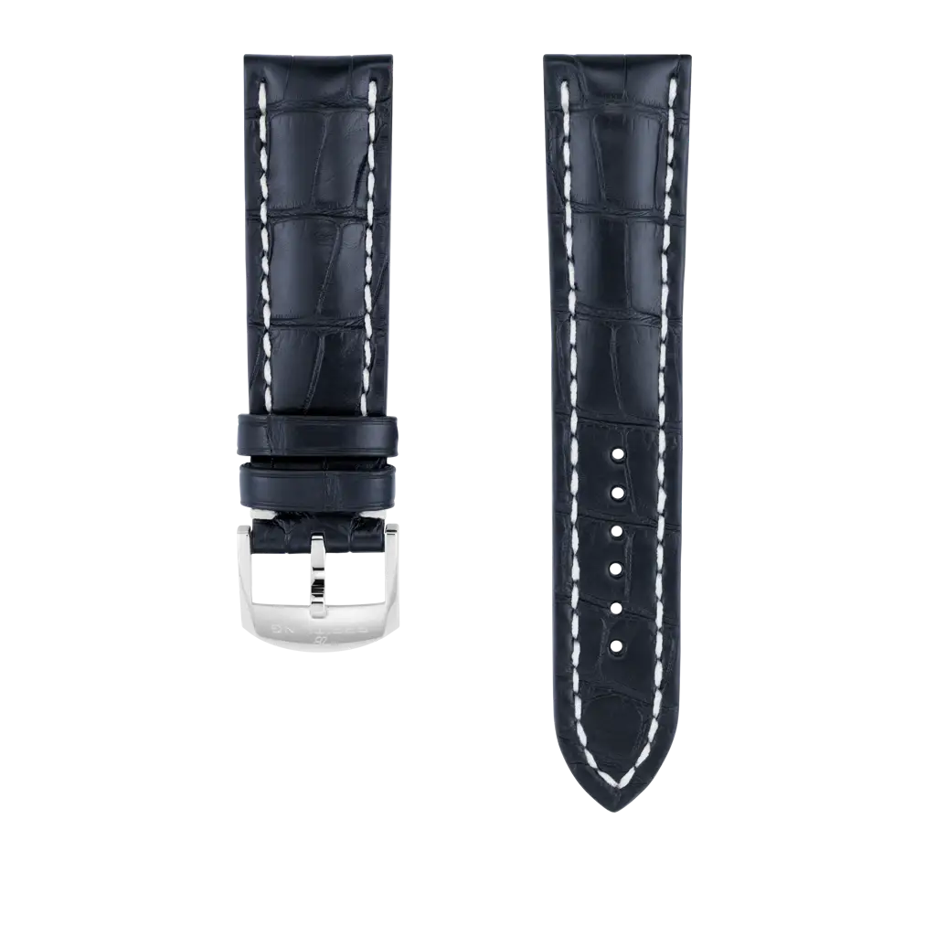 Blue alligator leather strap - 1025P - image 1