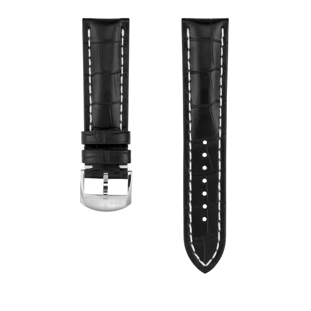 Black alligator leather strap - 1026P - image 1