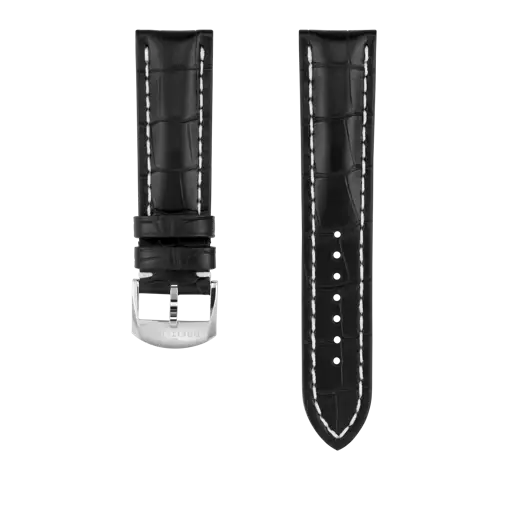 Correa de piel de cocodrilo negra 1026P