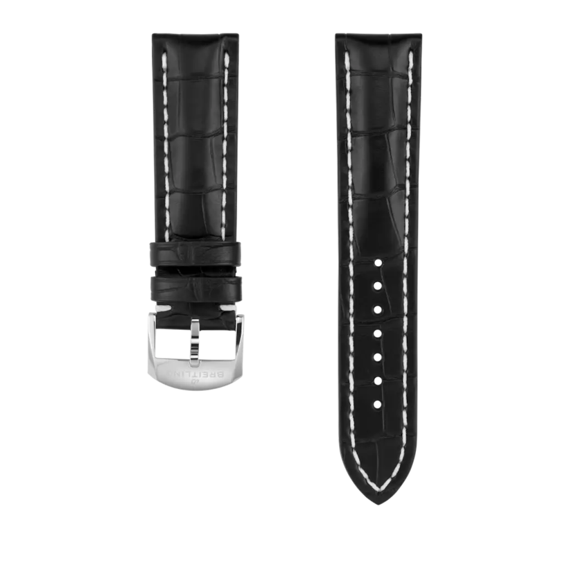 Black alligator leather strap - 1026PL - image 1