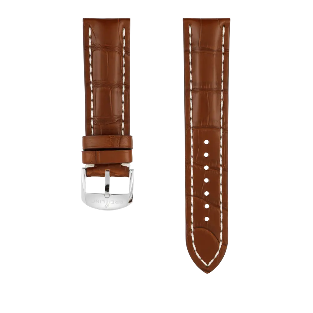 Gold alligator leather strap - 1027P - image 1