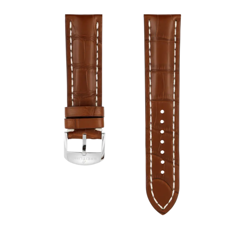 Gold alligator leather strap - 1027PL - image 1