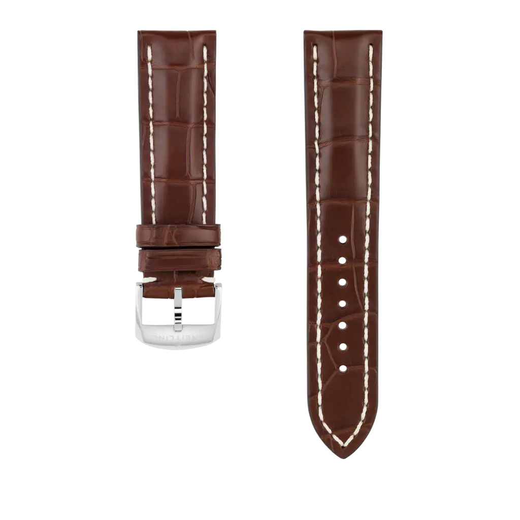 Brown alligator leather strap - 1028P - image 1