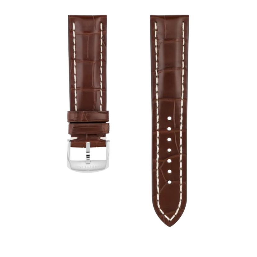 Brown alligator leather strap - 1028PS - image 1
